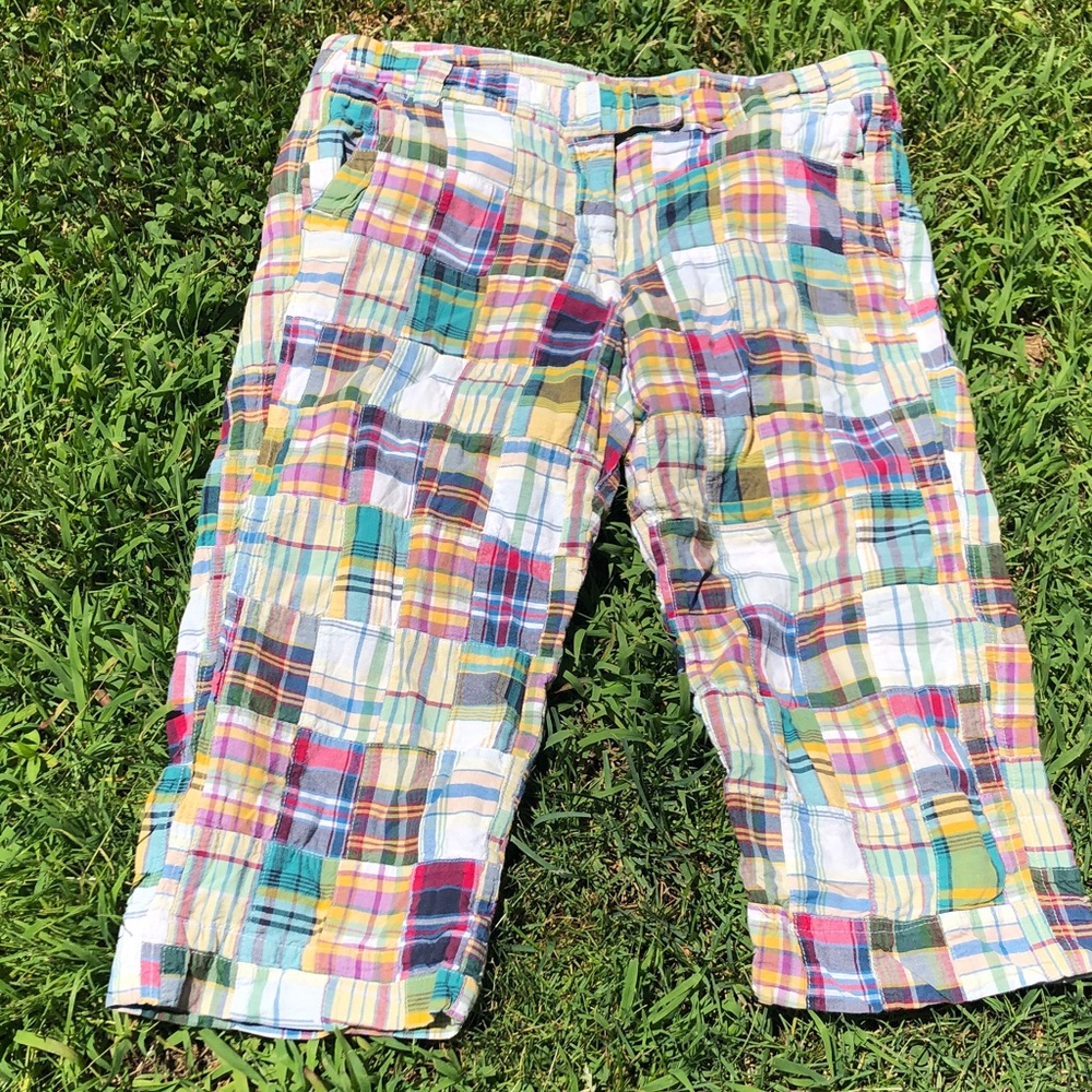 J. Crew Multicolor Patchwork Plaid Capris